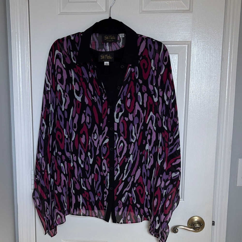 Bob Mackie Women's Purple and Pink Button Down Shirt